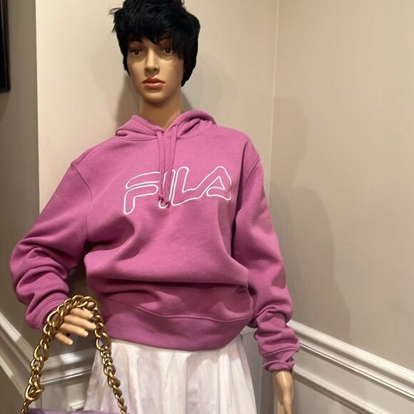 NWOT FILA Women's Logo Embroidered Long Sleeve Hoodie Mulberry - Picture 7 of 7